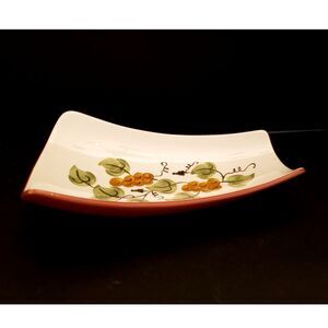 Vintage Stangl Pottery Curved Bread Tray, Golden Grapes Pattern Serving Dining